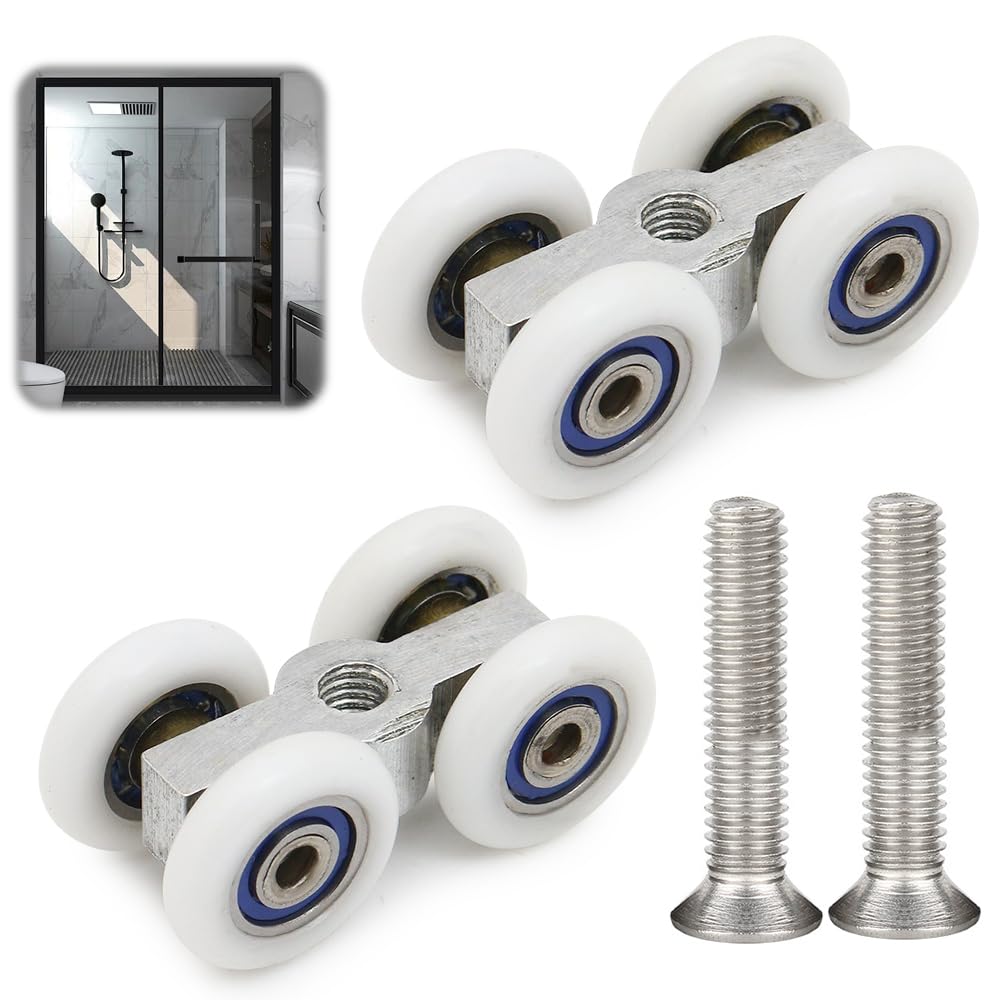 2 Ruote Per Porte Scorrevoli, Con Filettatura M6, Ruote Silenziose, Porta Scorrevole Con 4 Ruote, Con Cuscinetti A Sfera, Carrello Scorrevole In Lega, Per Profilo Di Scorrimento Da 20 Mm