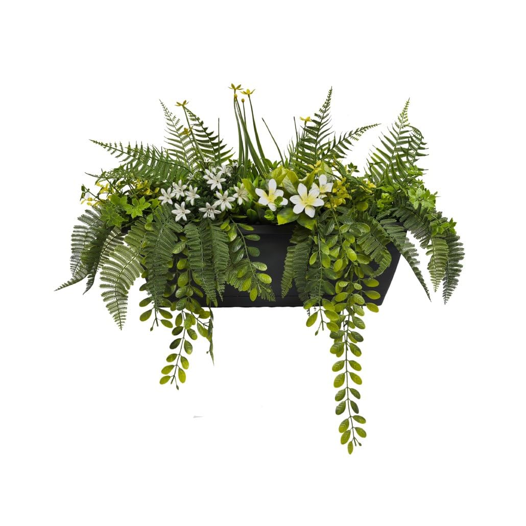 BONERVA Balconera Artificial para balcón Jardinera Colgante Floral con macetero 50x20 cm para Ventana y terraza Uso Exterior Resistente a la Intemperie Ideal viviendas y Locales sin Mantenimiento