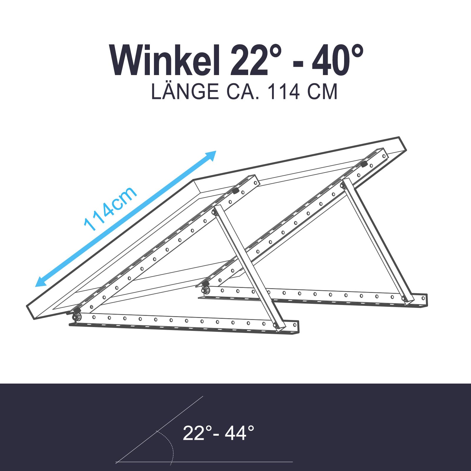 enjoy solar Triangles en aluminium - Support réglable - Angle d'inclinaison 22°-40° pour panneau solaire - Largeur maximale du module : 1140 mm (vis et écrous inclus)