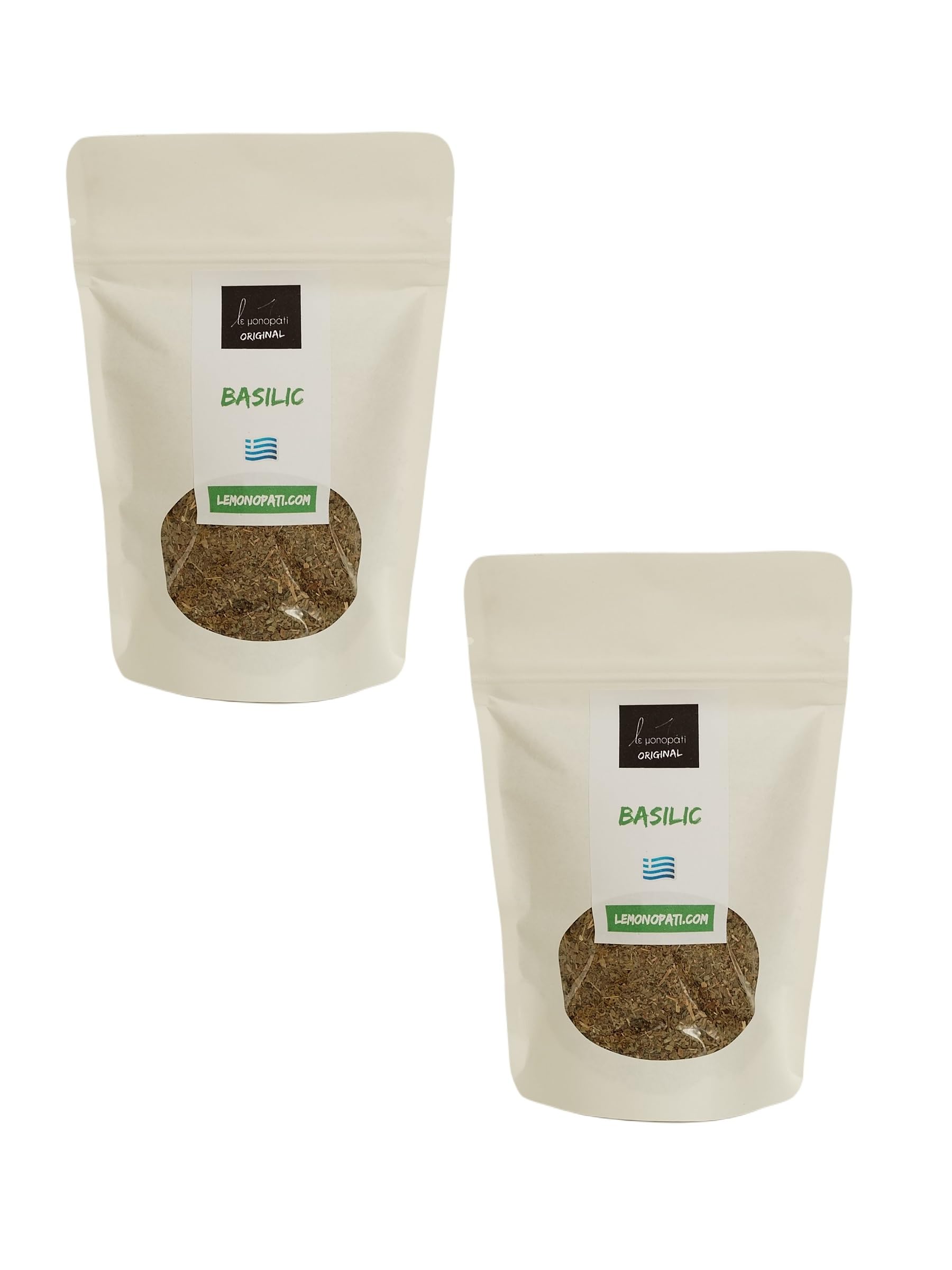 Basilic Séché Le Monopati Original 70g (2x 35g) | Origine Grèce (Crète) |100% Naturel, Qualité Premium & Arôme Intense