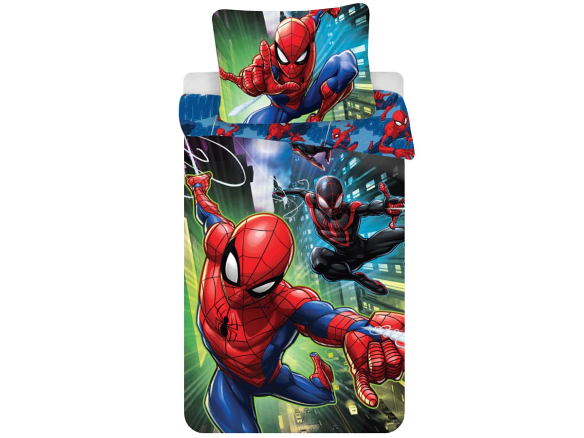 Jerry Fabrics Ropa de Cama para Niños con Cremallera, Diseño Spiderman, Algodón, Multicolor, 200x140x0.5 cm