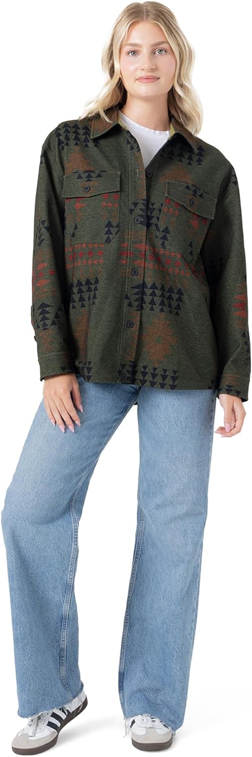 Dakine womens Unlined Printed Shacket – Button-front Lightweight Shirt Jacket