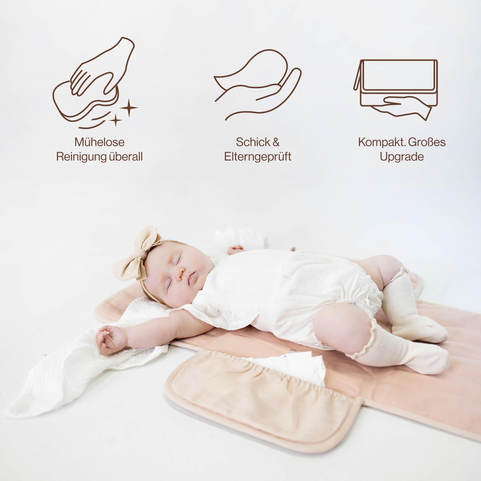 Toddlekind Mini Maven Tragbare Wickelunterlage – Aus Bio-Baumwolle, Wasserabweisend & Faltbar – Wickel-Organizer für Unterwegs, Windeltasche mit Wickelunterlage