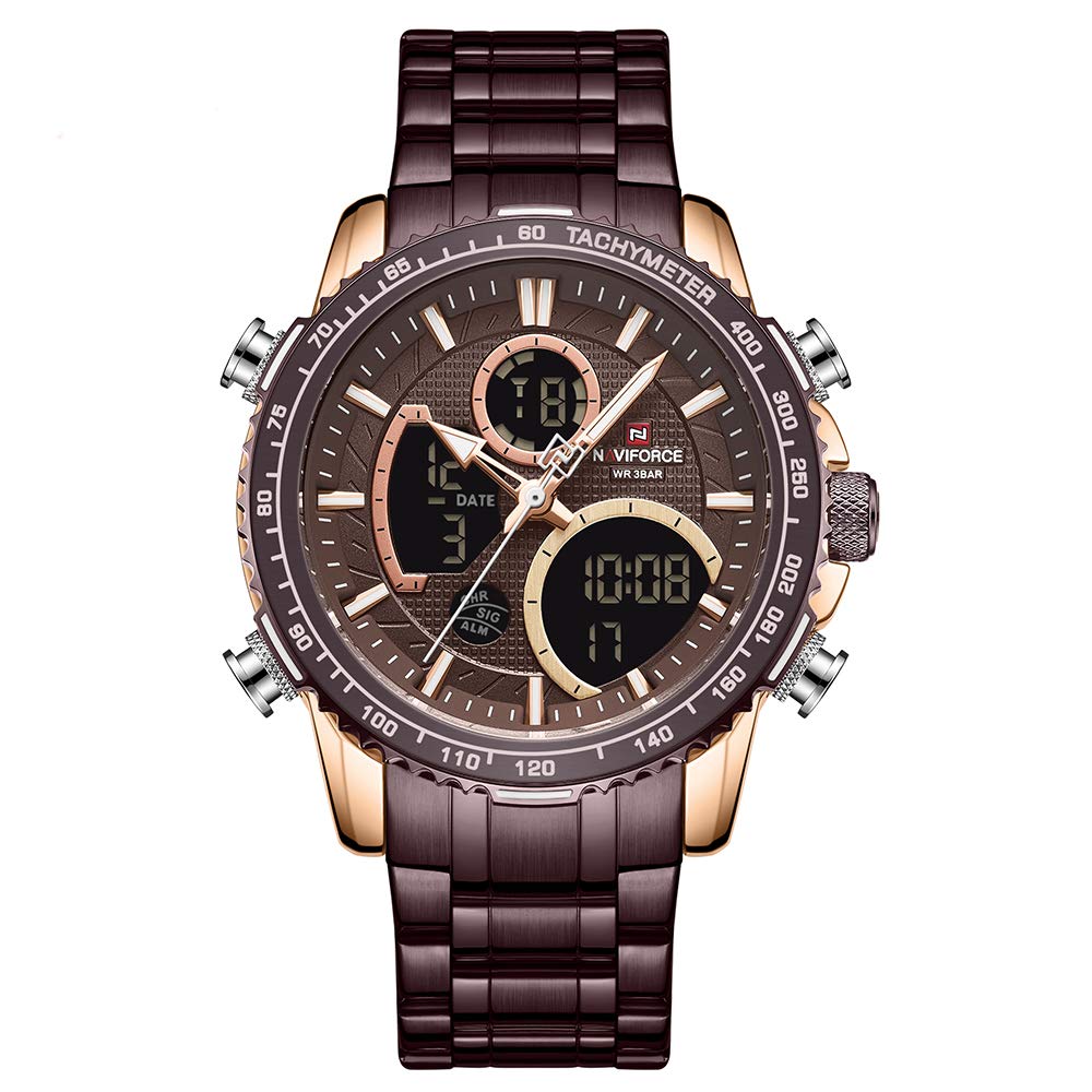 NAVIFORCE Mens Analog Digital Watch Chronograph Waterproof Sport Quartz Watches Business Fashion Stainless Steel Military Multifunctional Wristwatch (B08B3C7S9Y) Amazon Price History, Amazon Price Tracker