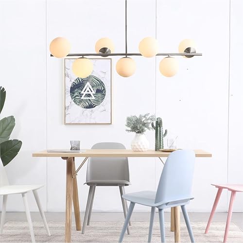 Miniatura 9 de KCO Lighting - Lámpara de araña moderna plateada con globo blanco, lámpara colgante Sputnik de vidrio esmerilado, lámpara de techo colgante