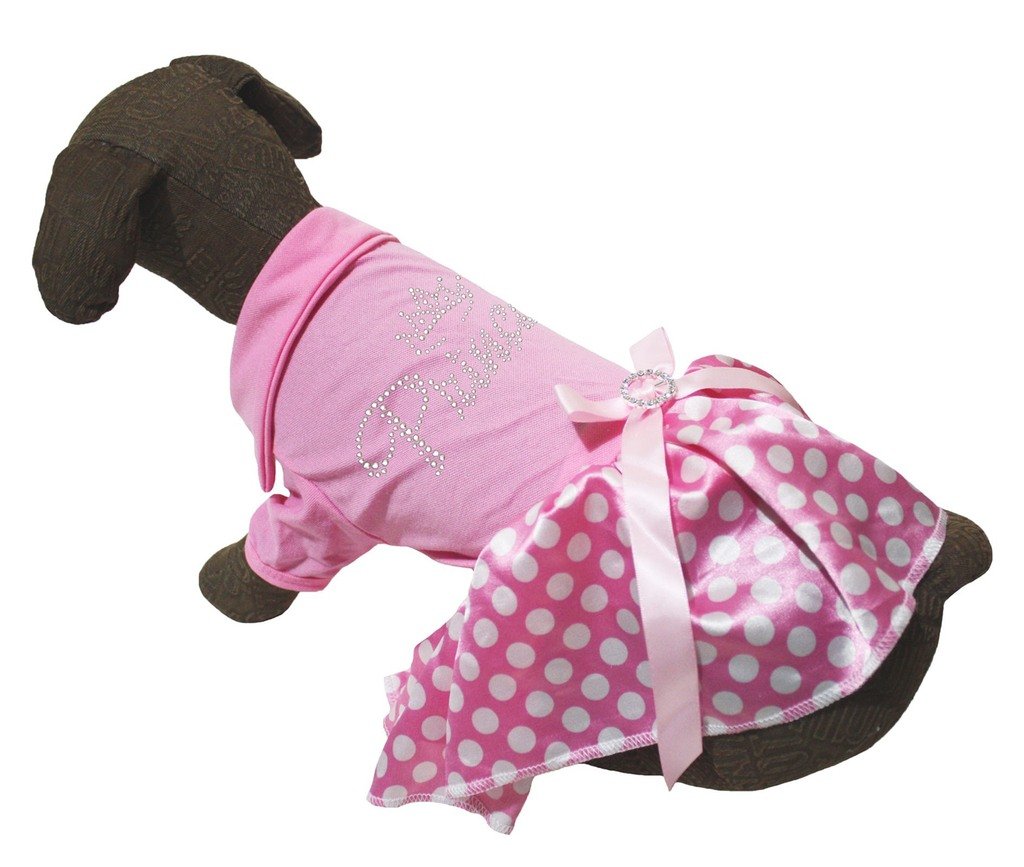 Robe de chien anti-irritation en coton rose imprimé couronne de princesse avec jupe tutu