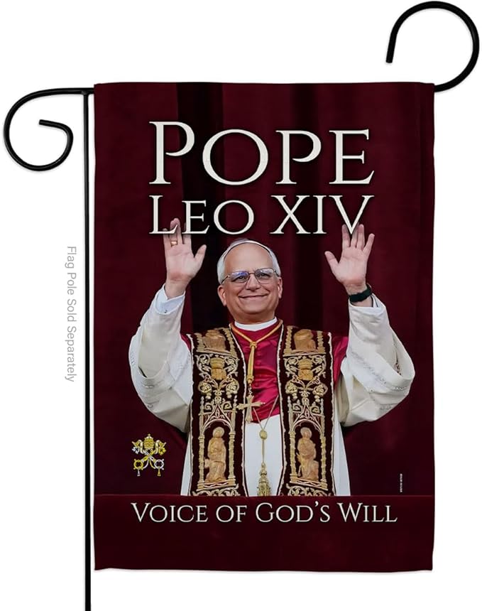 Flag New Era Picture Prints Vatican Memorabilia Tapestry Catholic Wall Art Canvas Poster Grave Decorations for Cemetery Yard Sign American Papal Door Garden Decor Religious Gifts