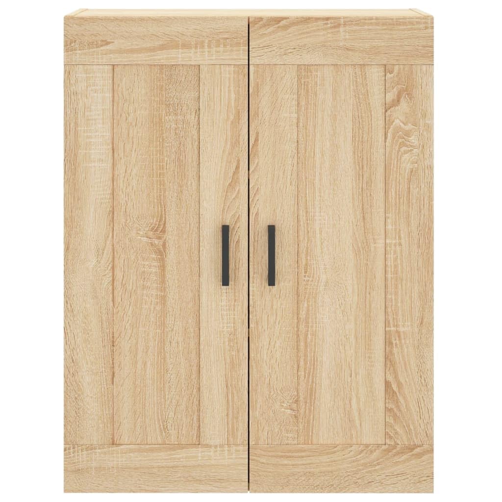 Armadio da parete Sonoma rovere 69,5 x 34 x 90 cm, in legno con 3 scomparti e 2 ante, moderna credenza sospesa con maniglie in ferro per soggiorno, camera da letto, corridoio e cucina