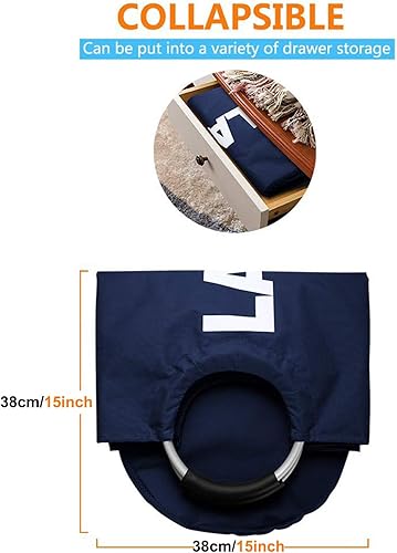 Miniatura 9 de Mziart Cesta de lavandería plegable grande de 82 litros con asas acolchadas, cesta de tela Oxford resistente, bolsa de lavandería alta, organizador