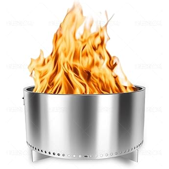 GarveeHome 32" Smokeless Fire Pit with Handle, Portable Fire Pit for Camping with Removable Ash Pan, Outdoor Bonfire Pit for Camping, Garden,Ideal for 10-15 People