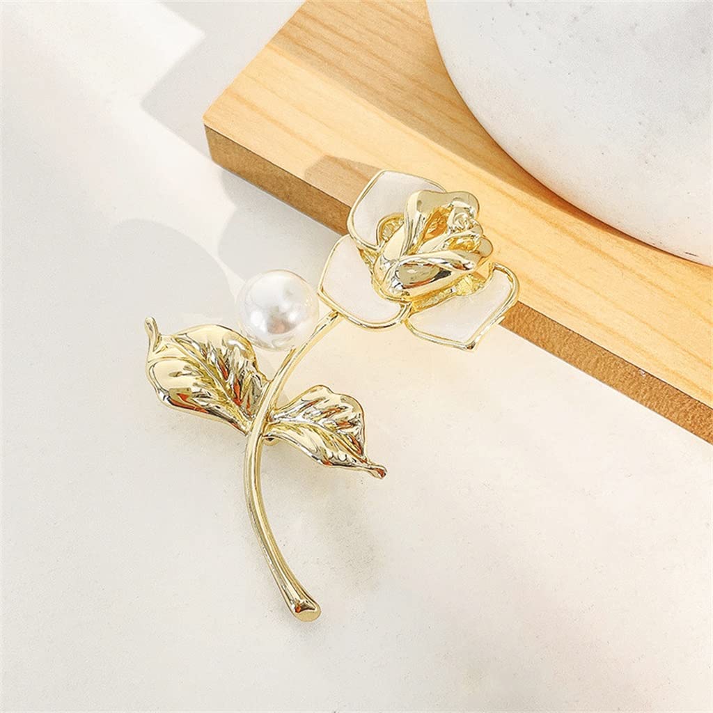 Broche de Rosa para Mujer, Broche de Flor de Perla de Concha de imitación, Chaqueta versátil, Broche para Traje, joyería de Boda, Regalo, Accesorios de Ropa
