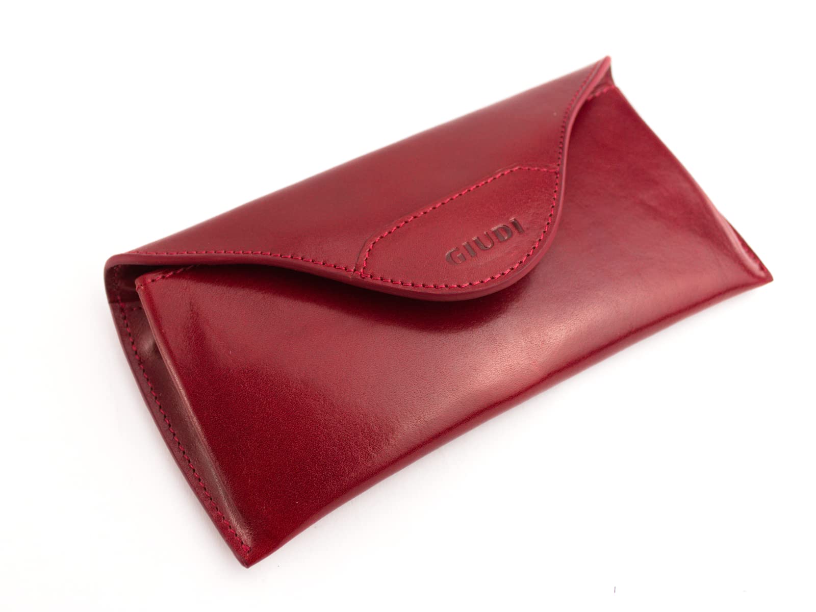 Giudi ® - Etui na okulary ze skóry bydlęcej, zapięcie magnetyczne, czerwony, jeden rozmiar