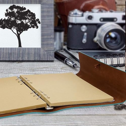 Vista 41 de Cuadernos de cuero con páginas en blanco, diario vintage recargable para escribir, diario de viaje personal, cuaderno de bocetos para escribir