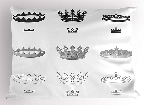 Miniatura 16 de Ambesonne Synthwave Pillow Sham Set of 2, Abstract Contemporary Futuristic Art with Stripes and Galactic Rounds, Quality Microfiber Bedding Item for