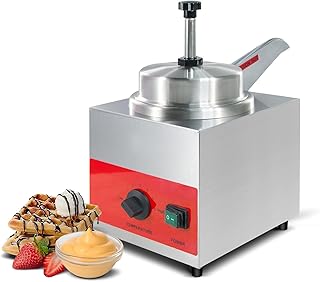 Commercial Square Nacho Cheese Warmer & Dispenser - 3.5Qt Stainless Steel Single Head Pump Machine for Hot Cheese, Fudge, Caramel, Butter Sauce - 120V 550W