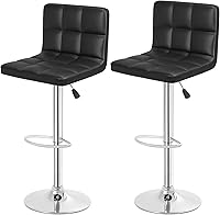 BestOffice Adjustable Swivel Bar Stools Set of 2 - PU Leather Counter Height with Backrest & Footrest for Kitchen, Bar, Dining