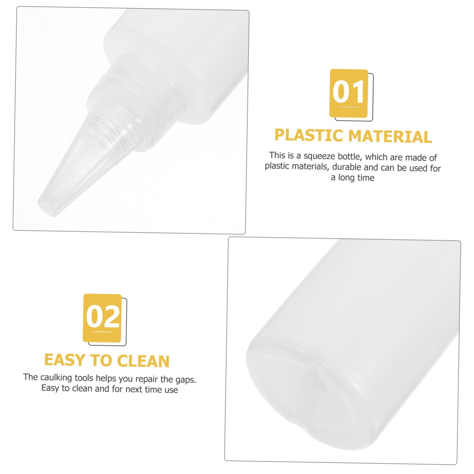 Bouteille Souple Résistante 60ml en Plastique Blanc, Lot de 100 Pièces