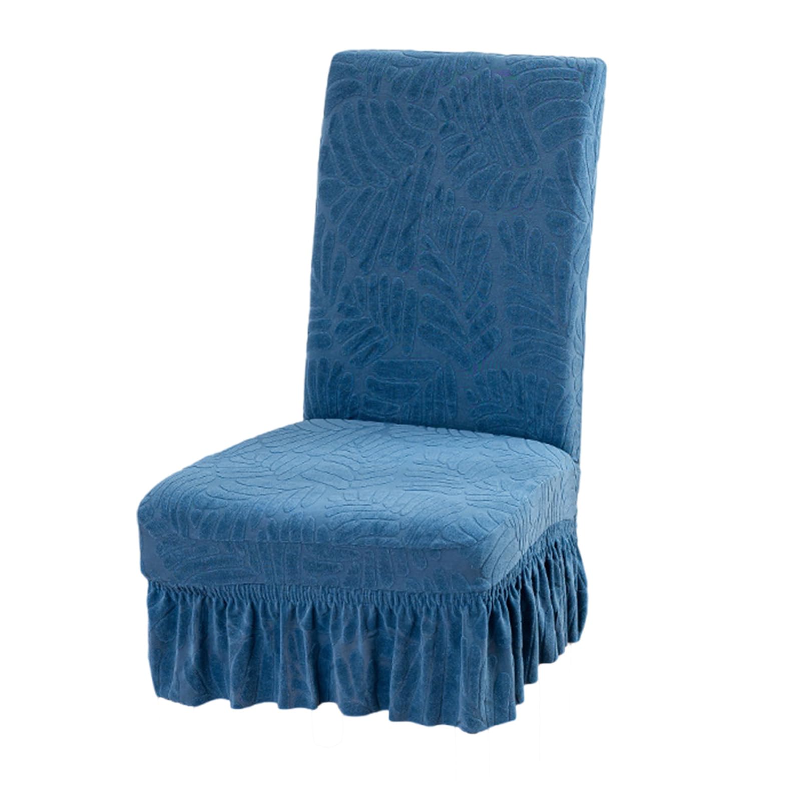 Msioytog West Lake Blue Elastics Dining Chair Cover With Quick Installation Stretchable Jacquards Fleece Slipcovers For Household Use Quick Installion Stretchy Chair Protectors