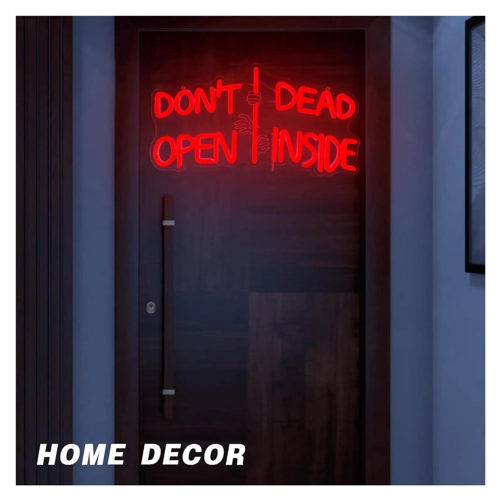 Insegna al Neon Insegna Al Neon Don't Open Dead Inside Dimmerabile | Luce LED A Tema Zombie Per La Stanza Dell'orrore Decorazioni Feste Gotiche 39.88cmx21.08cm