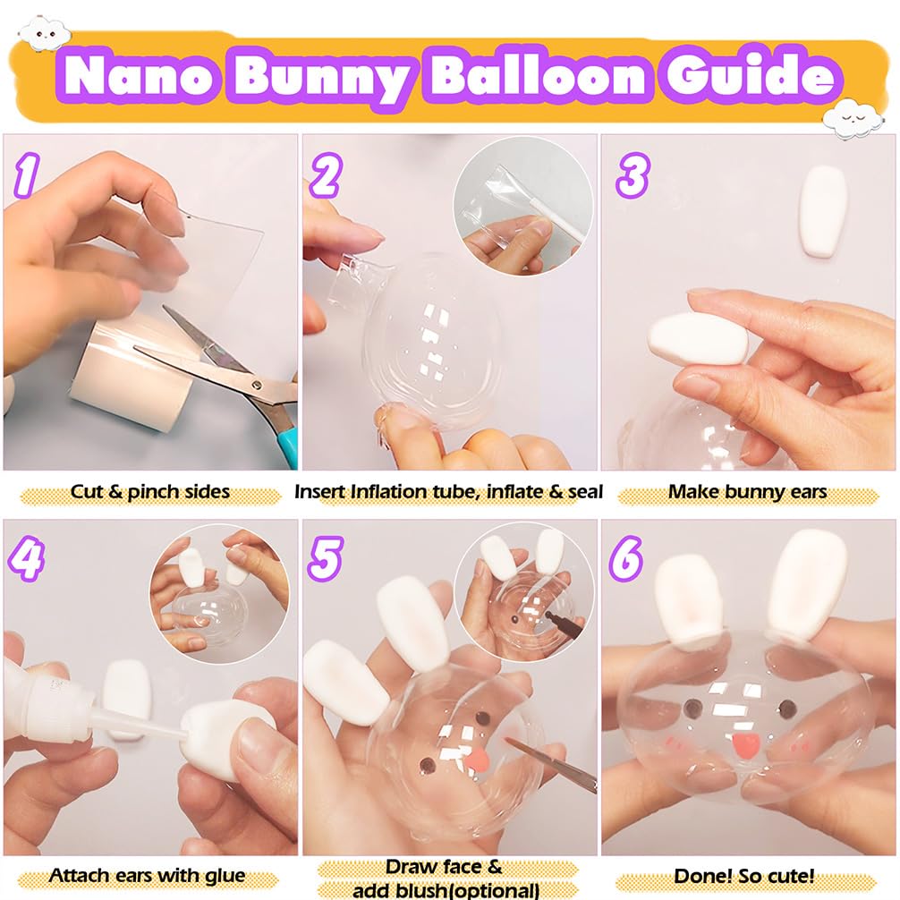 FUNSHOWCASE Nano Tape Bubble Kit with Clay, Marker, 6-Design Guide Squishy Maker Set