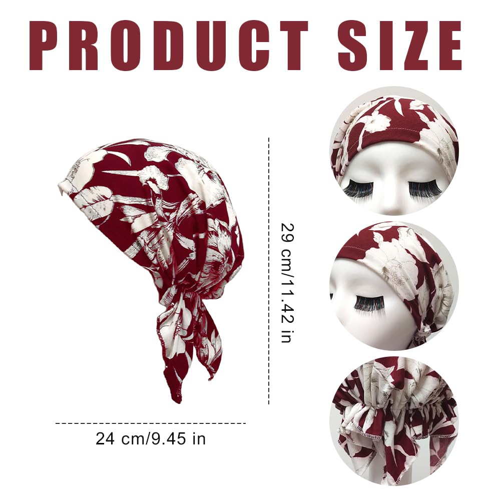Chemo-Kopfbedeckung für Damen, vorgebundene Kopftücher, Turban, Beanie-Mützen, Krebs, Kopftuch für Haarausfall, 6 Stück