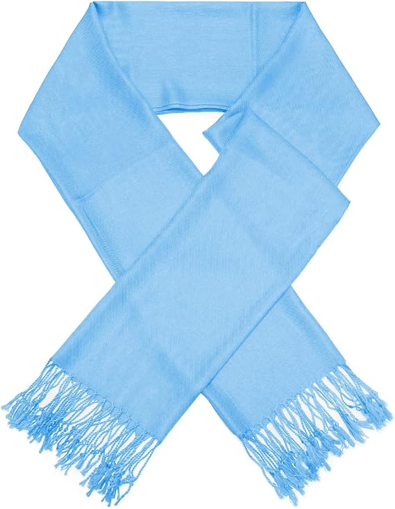 Women Large Soft Silky Pashmina Shawl Wrap Scarf in Plain Solid Colors