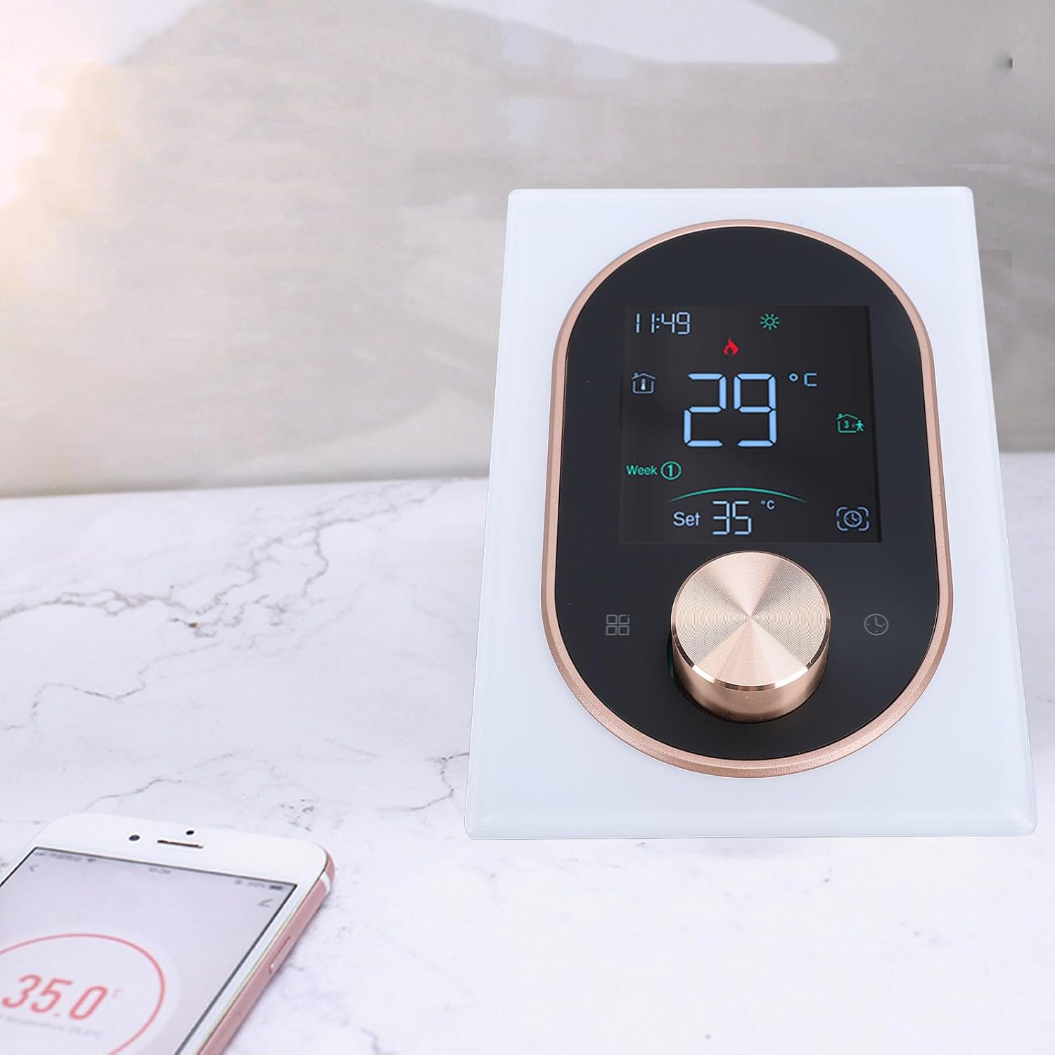 Smart Color Programmable Touchscreen Thermostat High Efficiency Remote Access with LCD Display, Energy Efficient Temperature Control for Home, Office & Shops, AC 95-240V Compatible