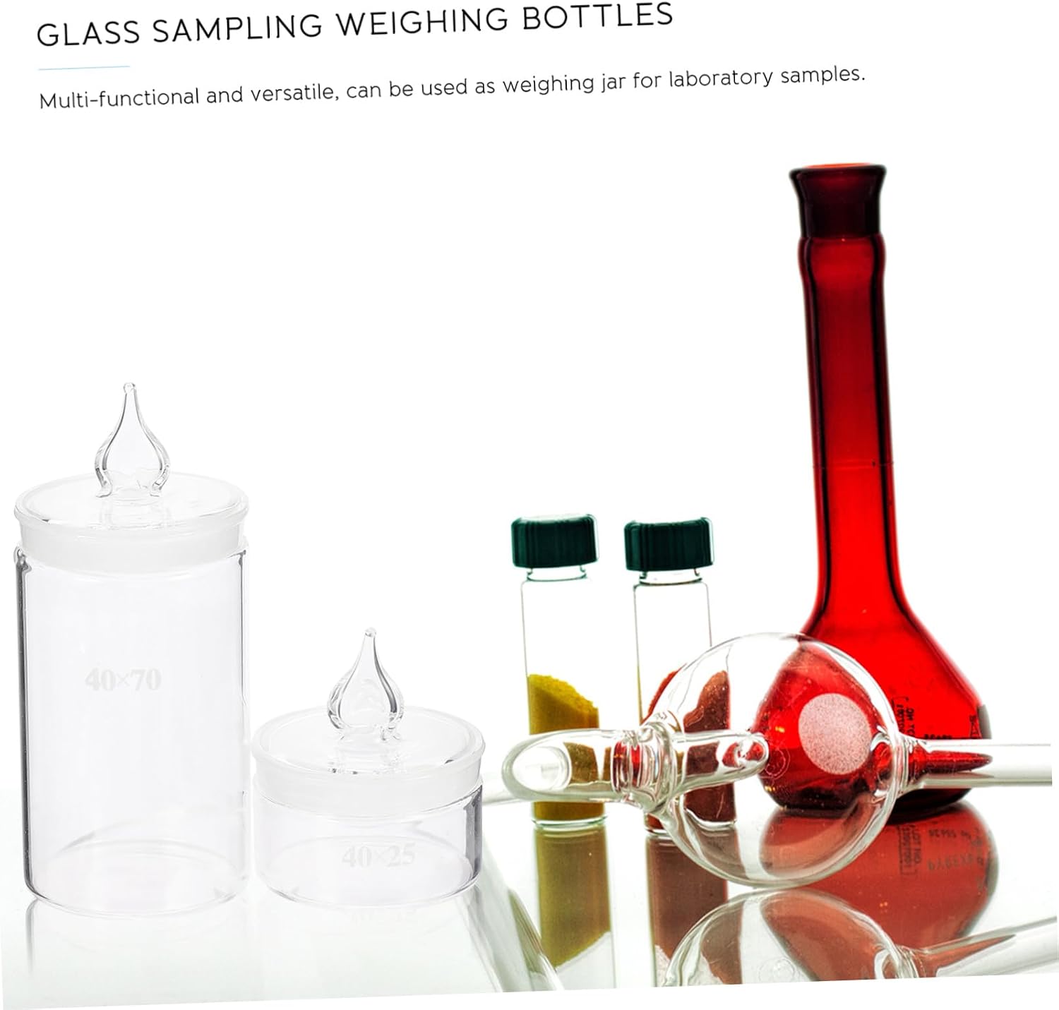 2 Pcs Clear Glass Weighing Bottles with Lids Low Form Laboratory Glassware Ideal for Accurate Measurements and Sample Storage Borosilicate Design