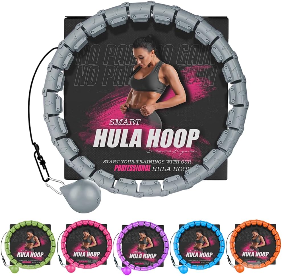 Fitness Hula Hoops, Weighted Hula Hoop For Adults 360 Degree Auto-Spinning Ball Massage, Infinity Hoop, Weight Loss Exercise Equipment for Home Use