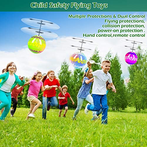 3 Pack Color Easter Eggs Flying Balls Toys for Kids Boys Easter Gift Hand Remote Control Rechargeable Helicopter Led Mini Drones Easter Basket Stuffers for Boys Girls Easter Party Outdoor Games - Thumbnail 3