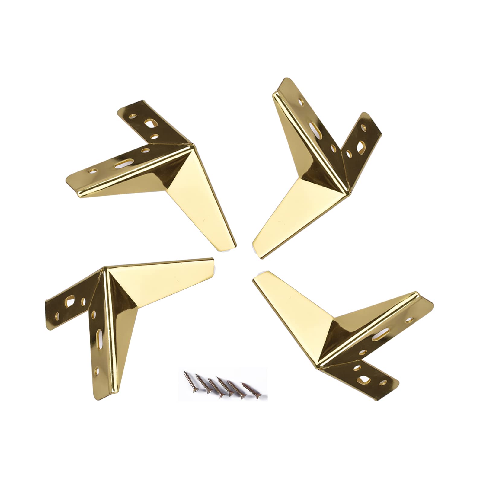 Kfgisd Gold Sturdy Triangle,Cold Rolled Steel Office Table Legs,Unique Heavy Duty Cabinet Feet,Sofabed Feet,Set Of 4 ，Metal Furniture Legs