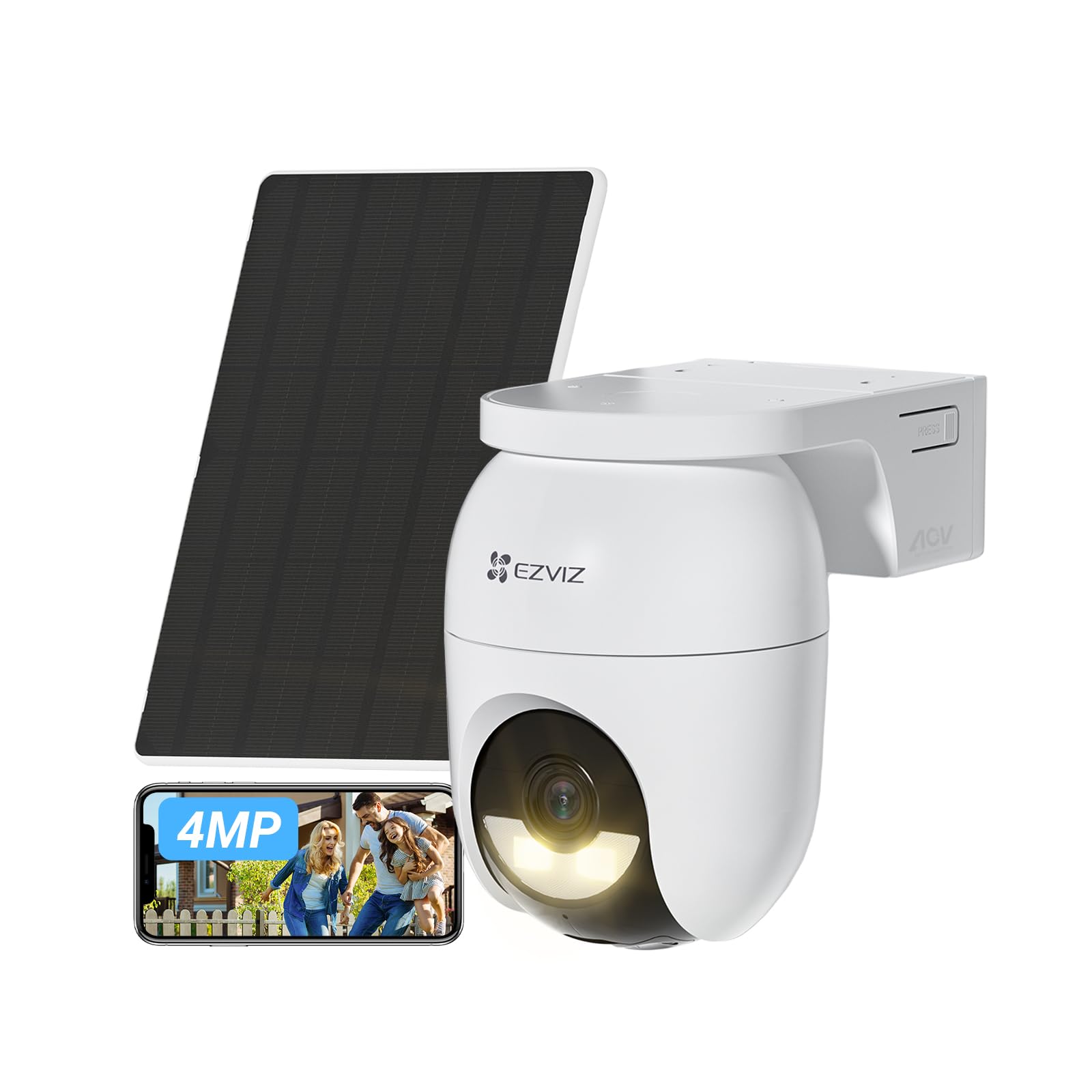 EZVIZ CB8 Lite 2K+ Telecamera WiFi Esterno con Pannello Solare, PTZ 360° AOV, Rilevamento di Persone/Veicoli, Audio Bidirezionale, Visione Notturna a Colori, Difesa Attiva