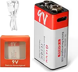 Bateria 9v Bateria Recarregável 9v Pilha Recarregavel para Casa,Tipo-C, 1 Unidade Bateria, para Microfones sem Fio
