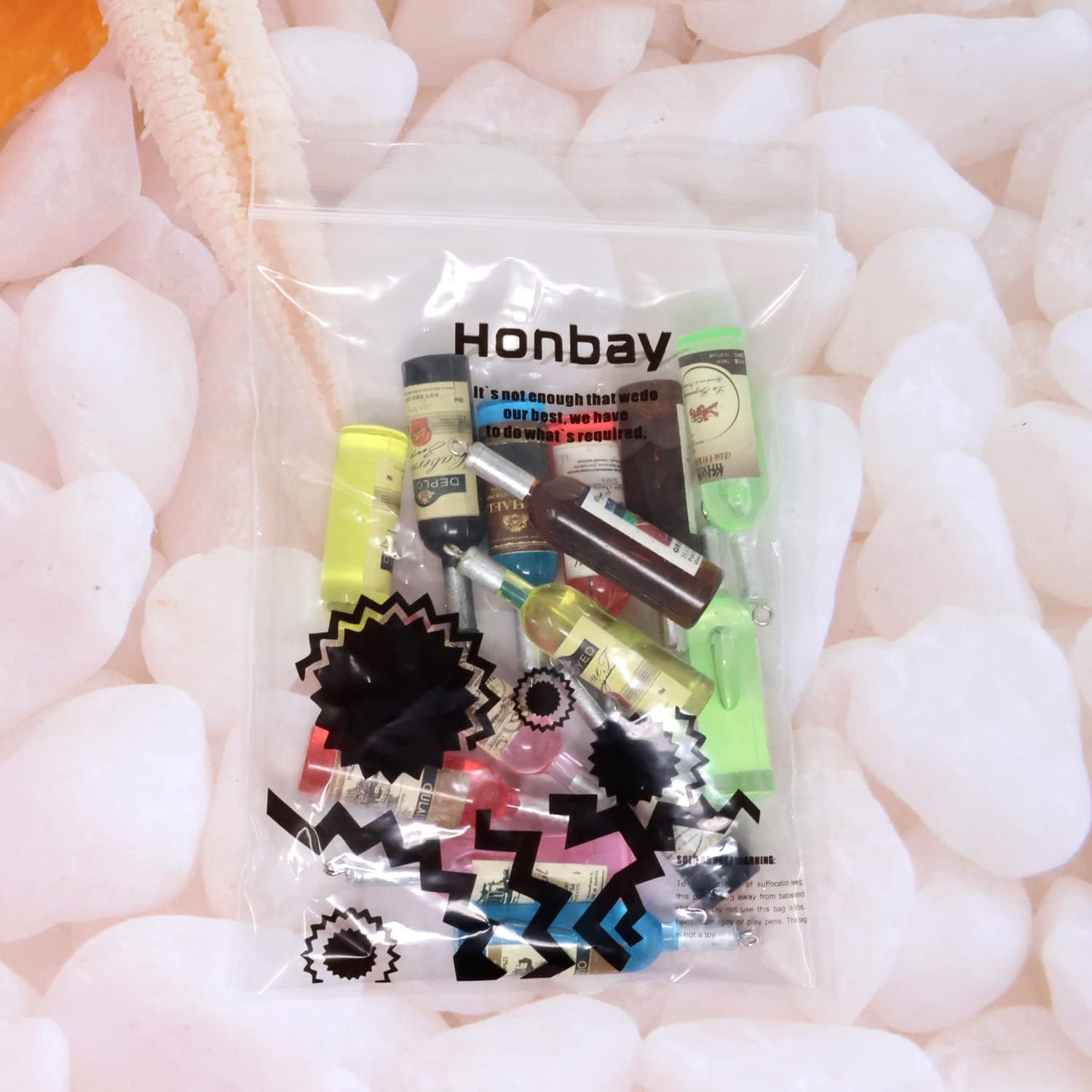 Honbay 14PCS Wine Bottles Charms Pendant Resin Imitation Wine Bottle Pendants for Earring Necklace Bracelet Keychain Jewelry Making (7 Color, Random Label) - Image 7