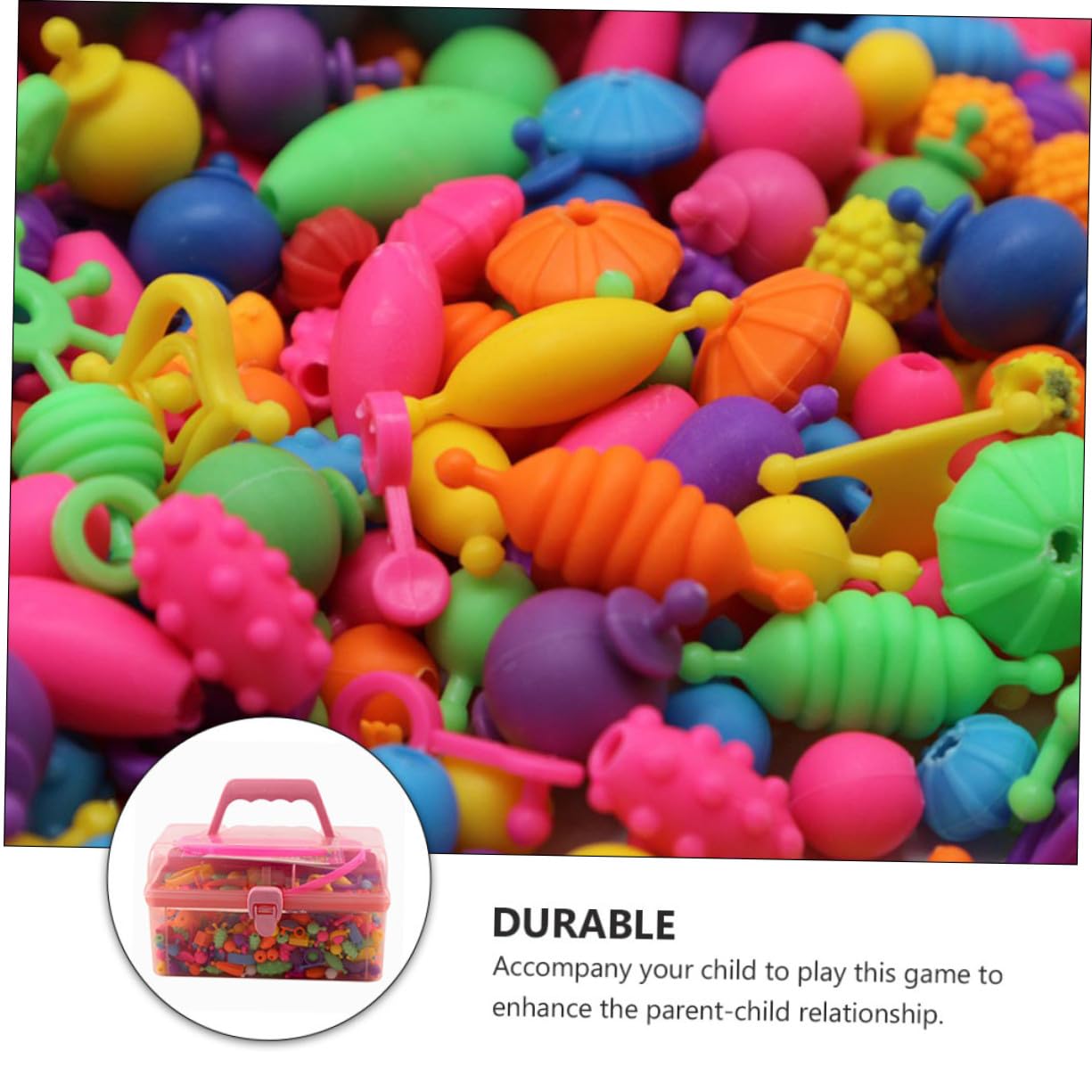 BESPORTBLE Juguete para Niños de Cuentas DIY 700 Piezas de Plástico, Incluye Caja de Almacenamiento y Álbum de Imágenes, Adecuado para Hacer Pulseras Creativas Color