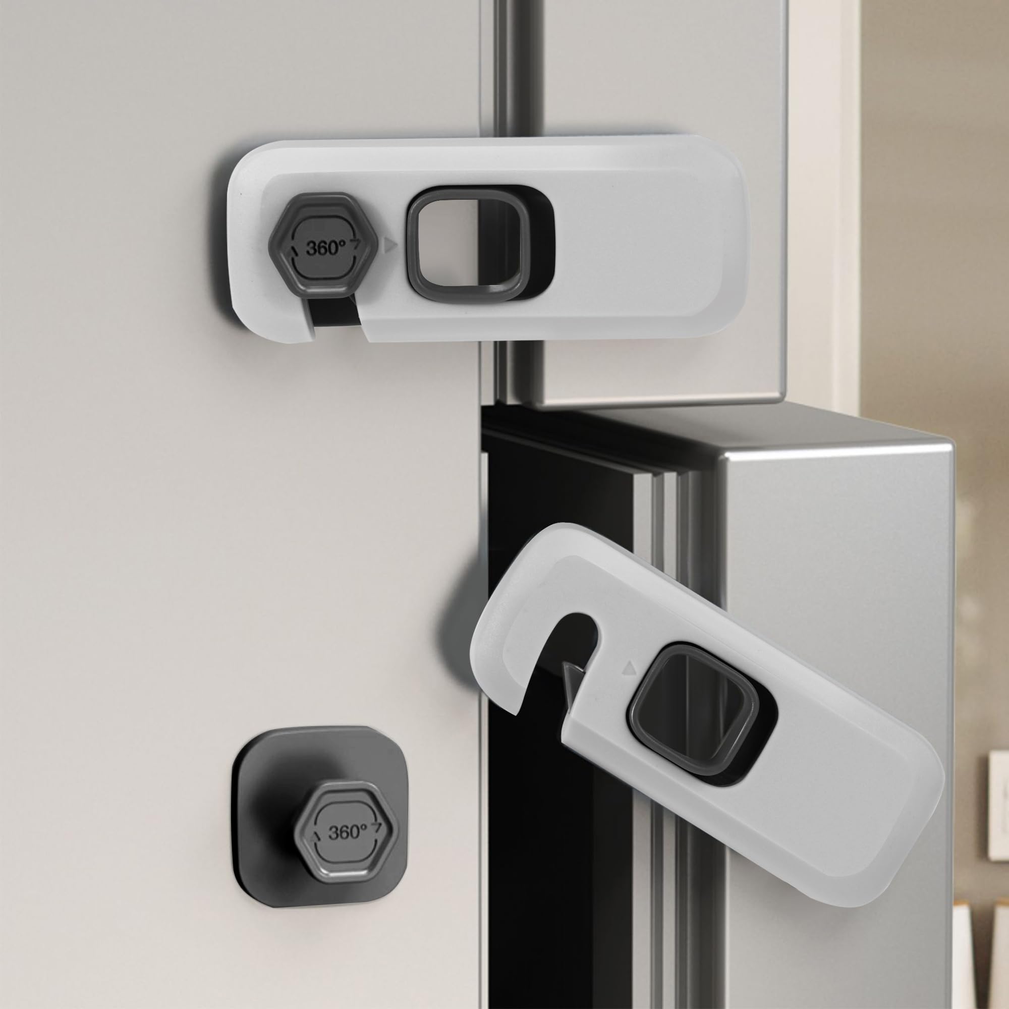 4 Cerraduras de Seguridad Infantil Extra Fuertes con Adhesivo A Prueba de Manipulaciones - Kit para Puertas de Frigorífico, Lavadora, Armario, Ventana, Horno y Muebles