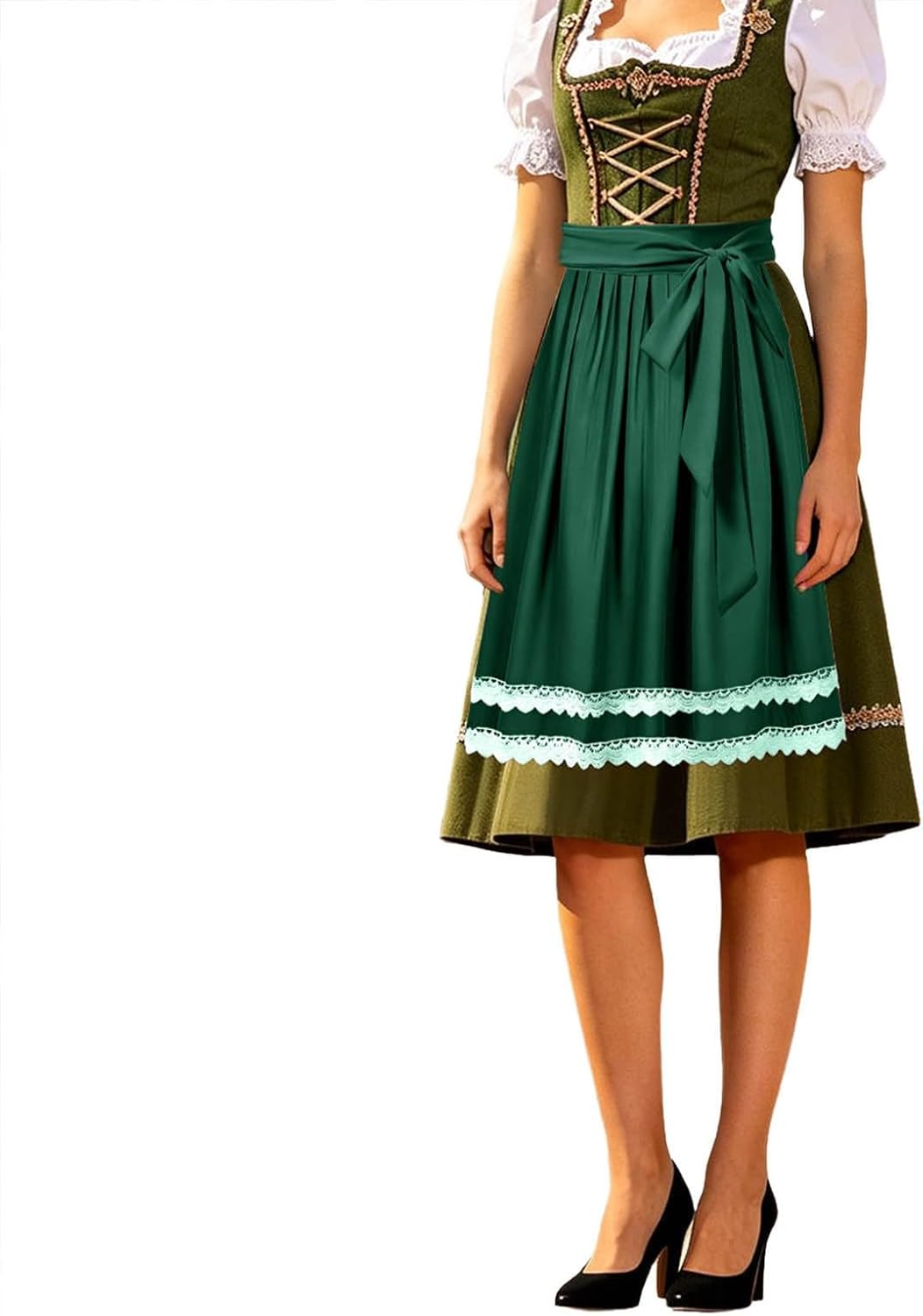 Generisch Ladies Elegant Midi Skirt with Apron for Beer Festival Other Theme Events