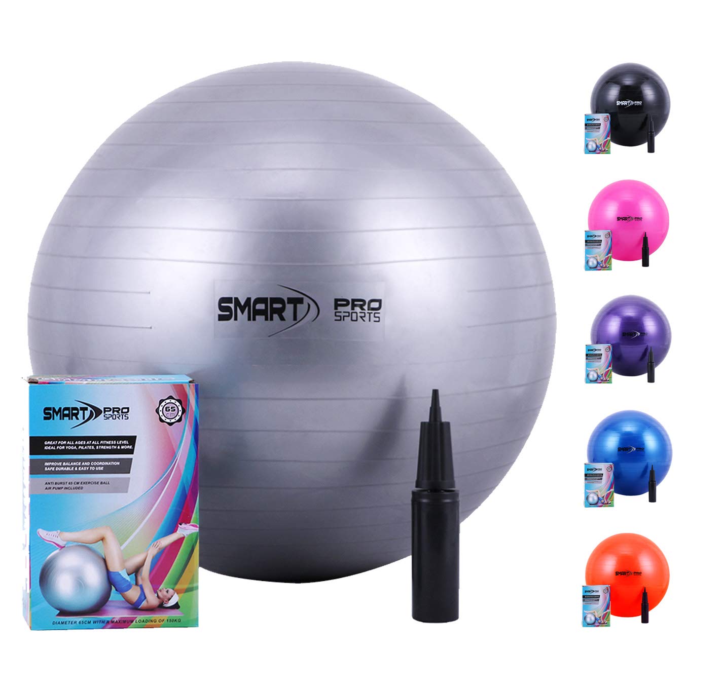 EVER RICH® EXERCISE GYM YOGA SWISS BALL FITNESS PREGNANCY BIRTHING BALL 75CM + PUMP