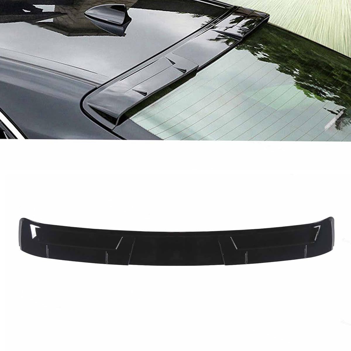 Window Deflectors Glossy Black Compatible with 2018 2019 2020 2021 2022 Camry Sedan Rear Window Wing Roof Spoiler