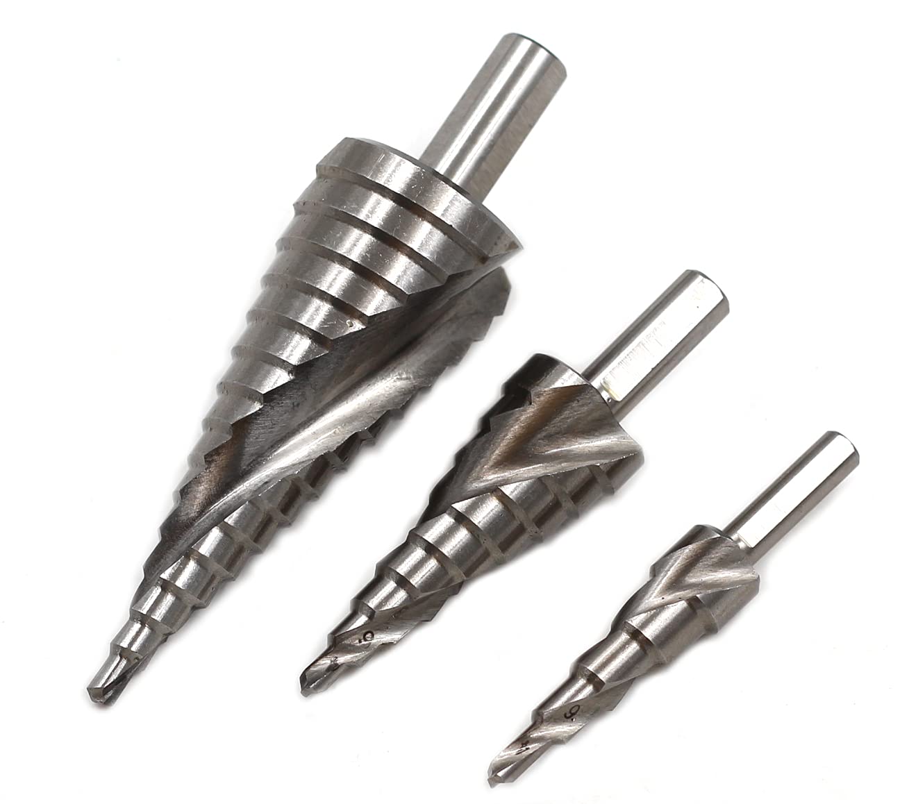 Driak 3 Pics HSS6542 M2 steel Spiral Groove Unibit Step Drill Bit Set for Stainless Steel Wood