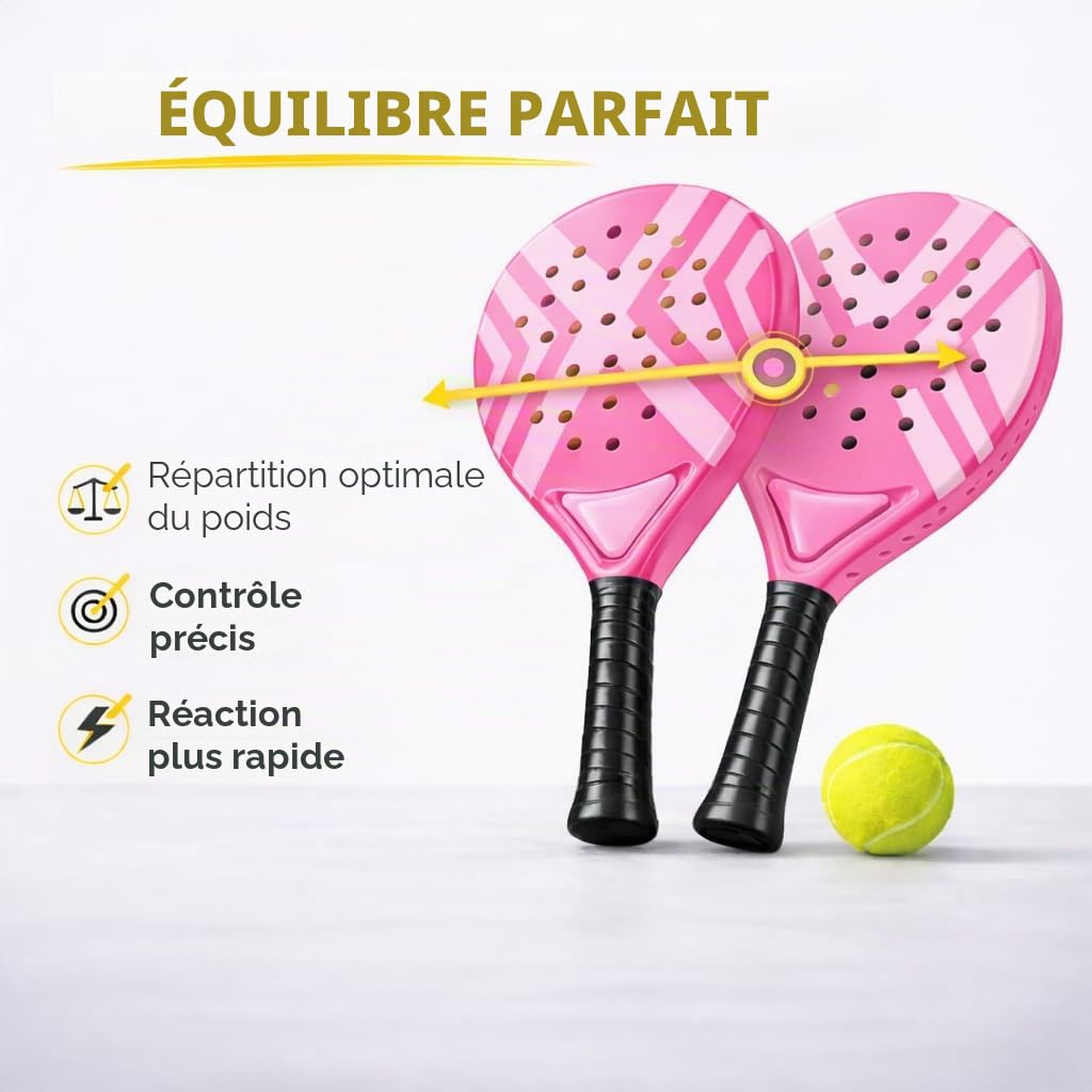 Ensemble de raquettes de padel - Pour adultes et enfants - Raquettes de padel de qualité supérieure pour débutants et confirmés