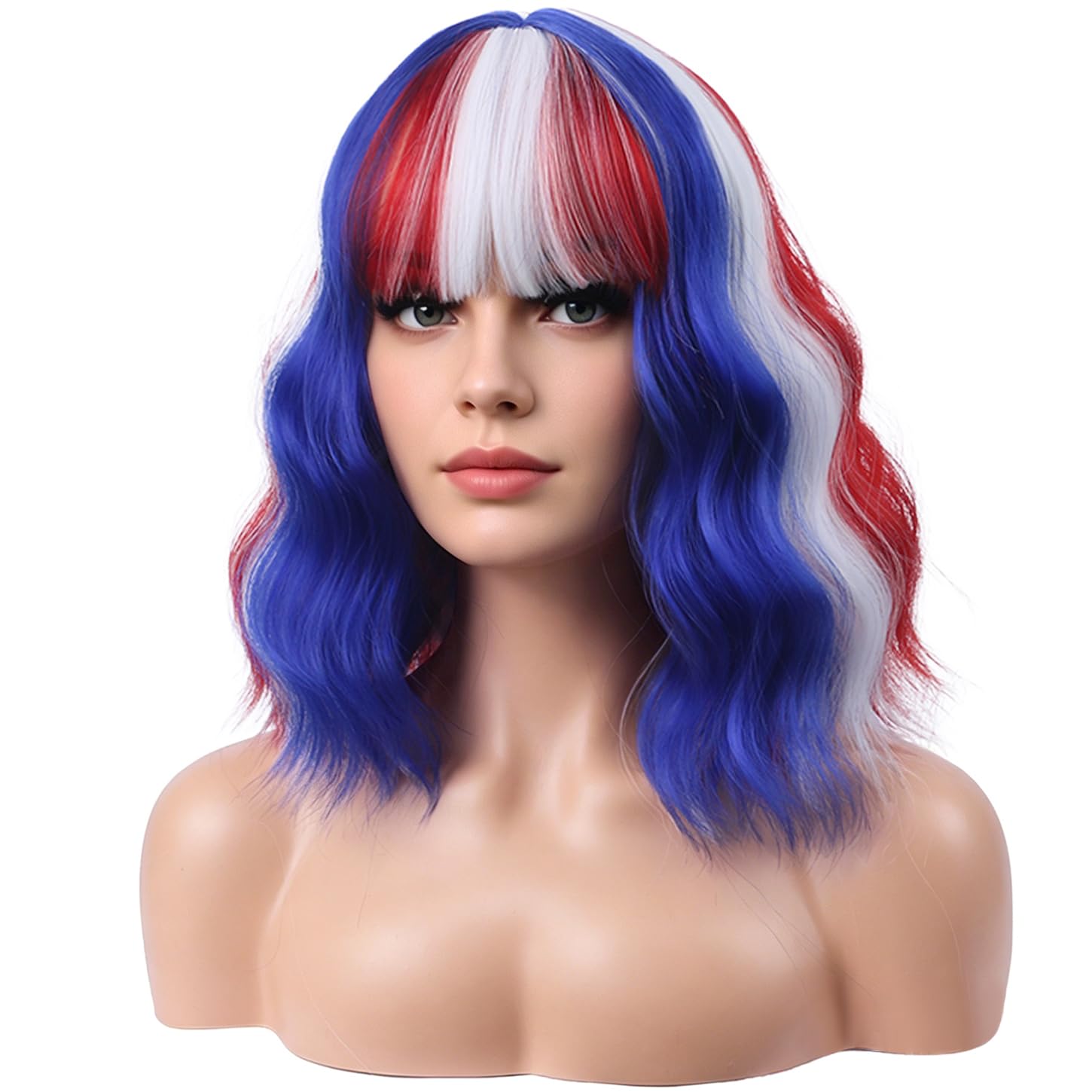 Woman Strawberry Blonde Wig with Bangs Adult Short Blonde Wavy Curly Wig Short Wigs for Women Include Wigs Cap