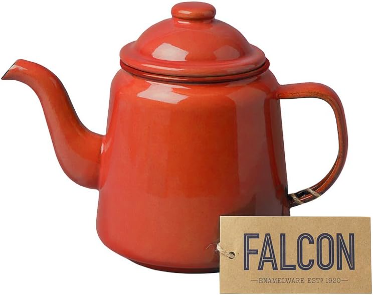 Falcon Enamelware Teapot - Orange/Red