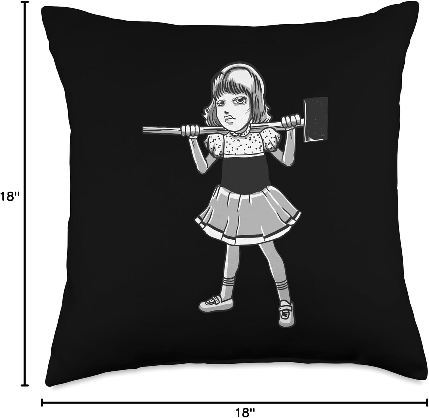 Hammer Girl - Clementine - Gothic Punk Rock Goth Horror Fan Throw Pillow