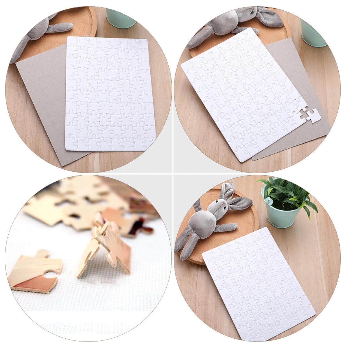 Uonlytech Puzzle Vuoto Sublimazione A5 80 Pezzi su Carta per Trasferimento Termico 10 Fogli Fai da Te per Pressa a Caldo Forniture per Puzzle Fotografico Decorativo e Creativo