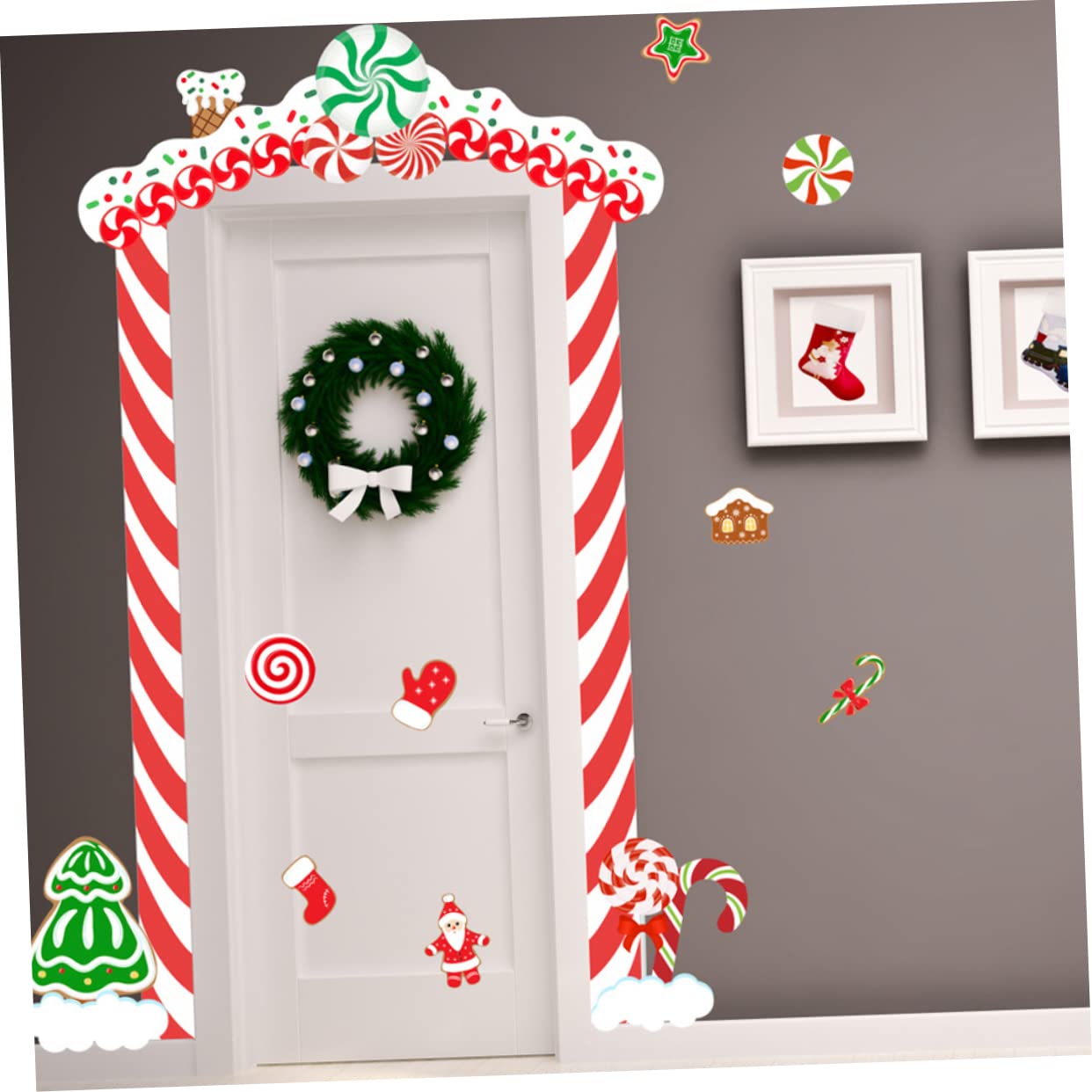 PRETYZOOM 5 Set Di Natale Adesivi Telaio Della Porta Di Natale Porta Di Della Finestra Decorazioni Per La Casa Di Ornamenti Natività Divertente Decorazione Della