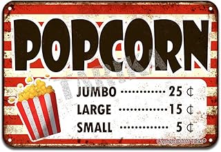 Popcorn Price List Jumbo 25 Cents Large 15 Cnets Small 5 Iron Poster Painting Tin Sign Vintage Wall Decor for Cafe Bar Pub Home Beer Decoration Crafts 8x12 in