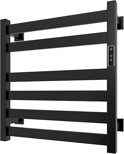 Calentador de toallas de 6 barras montado en la pared para baño, enchufecableado, toallero caliente de acero inoxidable