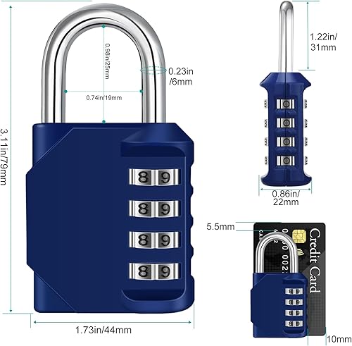 Miniatura 4 de ZHEGE - Candado de combinación de 4 dígitos para exteriores, gimnasio, escuela, puertas, vallas, cerrojos y almacenamiento