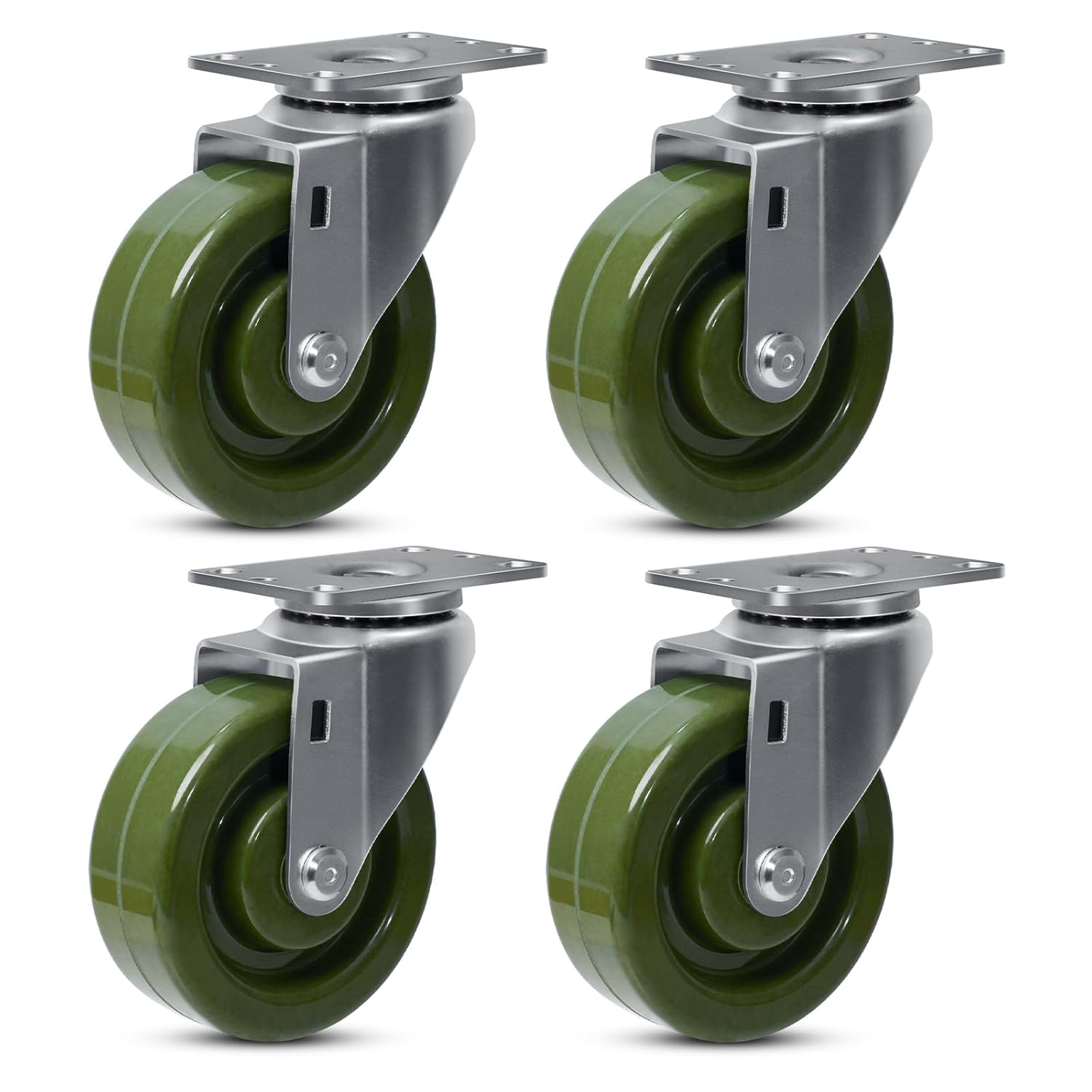 4"x1.5" Caster Wheels, High Temp Industrial Bakery and Oven Rack Caster Wheels, Heavy Duty Casters Set of 4 with Capacity 2800 LB (4 Swivel)